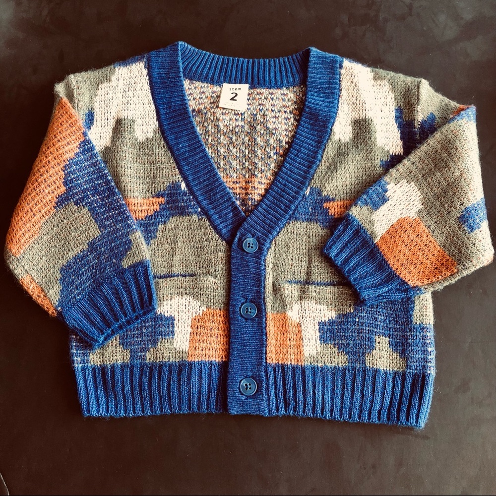 STEM Size 2 Toddler Abstract Oversized Grandpa Cardigan with Pockets. NWT